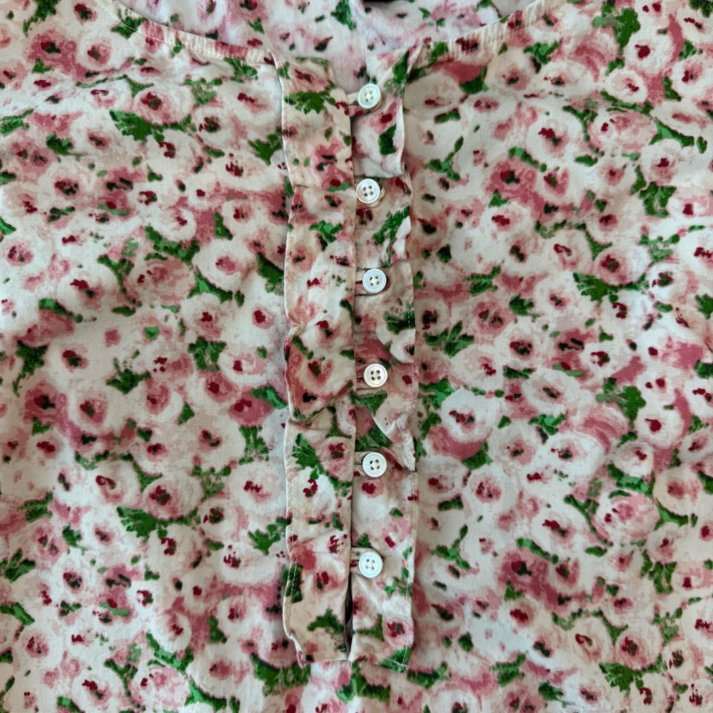 Talbots Pink & White Floral Ruffle Tank Top - Picture 2 of 8